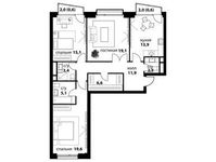 Планировка 3-комнатной квартиры, 98,2 м2