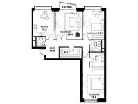 Планировка 3-комнатной квартиры, 97,9 м2
