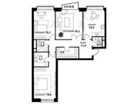 Планировка 3-комнатной квартиры, 97,6 м2
