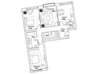 Планировка 3-комнатной квартиры, 98,5 м2