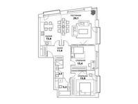 Планировка 3-комнатной квартиры, 96,7 м2