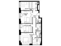 Планировка 4-комнатной квартиры, 98,2 м2