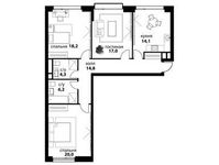 Планировка 3-комнатной квартиры, 94,6 м2