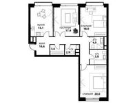 Планировка 3-комнатной квартиры, 103,4 м2