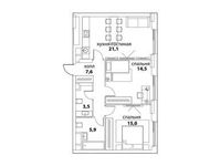 Планировка 3-комнатной квартиры, 84,9 м2