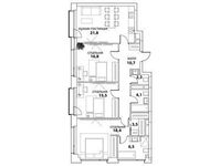 Планировка 4-комнатной квартиры, 99,6 м2