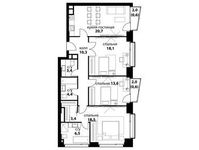 Планировка 4-комнатной квартиры, 100,1 м2