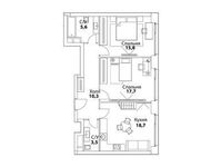 Планировка 3-комнатной квартиры, 96,9 м2
