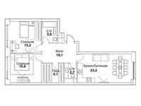 Планировка 3-комнатной квартиры, 95,6 м2