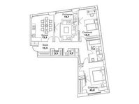 Планировка 3-комнатной квартиры, 106,8 м2