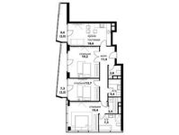 Планировка 4-комнатной квартиры, 104,4 м2