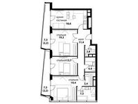 Планировка 4-комнатной квартиры, 104,6 м2