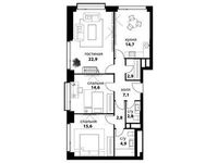 Планировка 3-комнатной квартиры, 109,4 м2