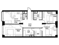 Планировка 4-комнатной квартиры, 117,6 м2