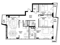 Планировка 4-комнатной квартиры, 138,8 м2