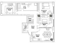 Планировка 4-комнатной квартиры, 140,1 м2