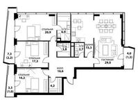 Планировка 4-комнатной квартиры, 137,3 м2