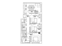 Планировка 3-комнатной квартиры, 137,2 м2