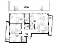 Планировка 4-комнатной квартиры, 154 м2