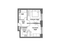 Планировка 1-комнатной квартиры, 47,3 м2
