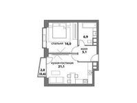 Планировка 1-комнатной квартиры, 49,7 м2