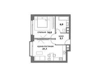 Планировка 1-комнатной квартиры, 49,1 м2
