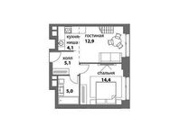 Планировка 1-комнатной квартиры, 54 м2