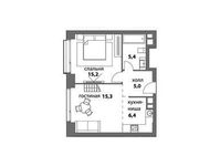 Планировка 1-комнатной квартиры, 61,3 м2