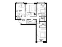 Планировка 3-комнатной квартиры, 97,3 м2
