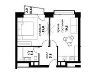 Планировка 1-комнатной квартиры, 46,9 м2