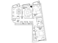 Планировка 3-комнатной квартиры, 101,1 м2