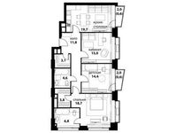 Планировка 3-комнатной квартиры, 99,1 м2
