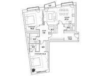 Планировка 3-комнатной квартиры, 104,8 м2