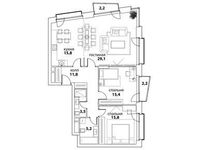 Планировка 3-комнатной квартиры, 98 м2