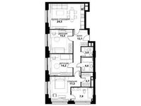 Планировка 3-комнатной квартиры, 102,6 м2