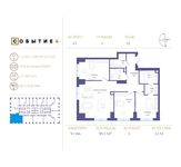 Планировка 3-комнатной квартиры, 99,3 м2
