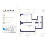 Планировка 1-комнатной квартиры, 47,4 м2