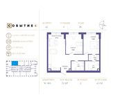 Планировка 2-комнатной квартиры, 72 м2