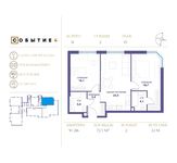 Планировка 2-комнатной квартиры, 72,5 м2