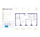 Планировка 3-комнатной квартиры, 98,5 м2