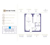 Планировка 1-комнатной квартиры, 47,8 м2