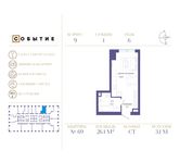 Планировка квартиры студии, 26,1 м2