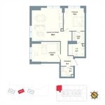 Планировка 2-комнатной квартиры, 74,1 м2