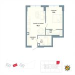 Планировка 1-комнатной квартиры, 44,5 м2