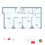 Планировка 3-комнатной квартиры, 99,7 м2