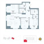 Планировка 3-комнатной квартиры, 98,8 м2
