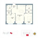 Планировка 2-комнатной квартиры, 73,4 м2