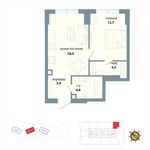 Планировка 1-комнатной квартиры, 43,9 м2
