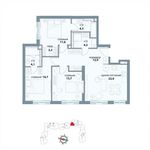 Планировка 3-комнатной квартиры, 89,7 м2