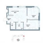 Планировка 2-комнатной квартиры, 60,1 м2